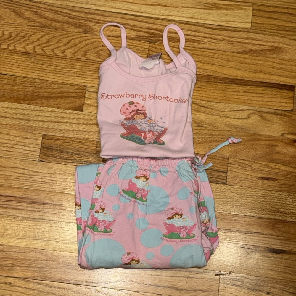 Vintage Strawberry Shortcake pajamas pjs pants & tank top set sz med & large
